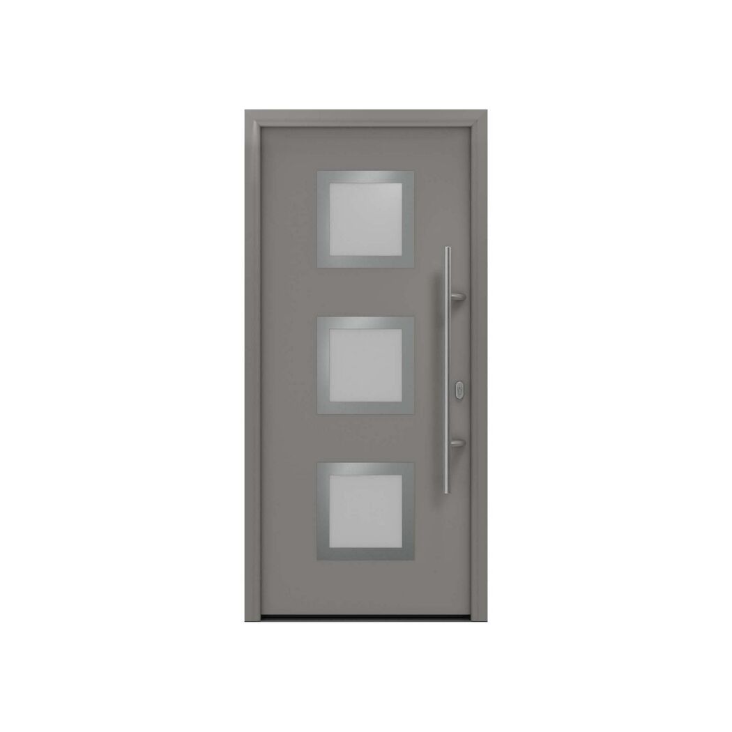 Alu-Stahlhaustür 'ISOPRO IP 810S' graualuminium rechts 110 x 210 cm