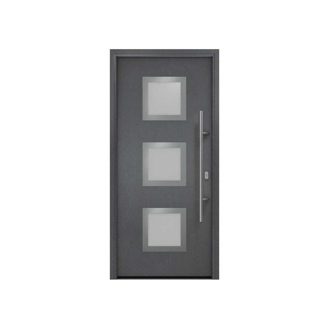 Alu-Stahlhaustür 'ISOPRO IP 810S' anthrazit metallic rechts 110 x 210 cm