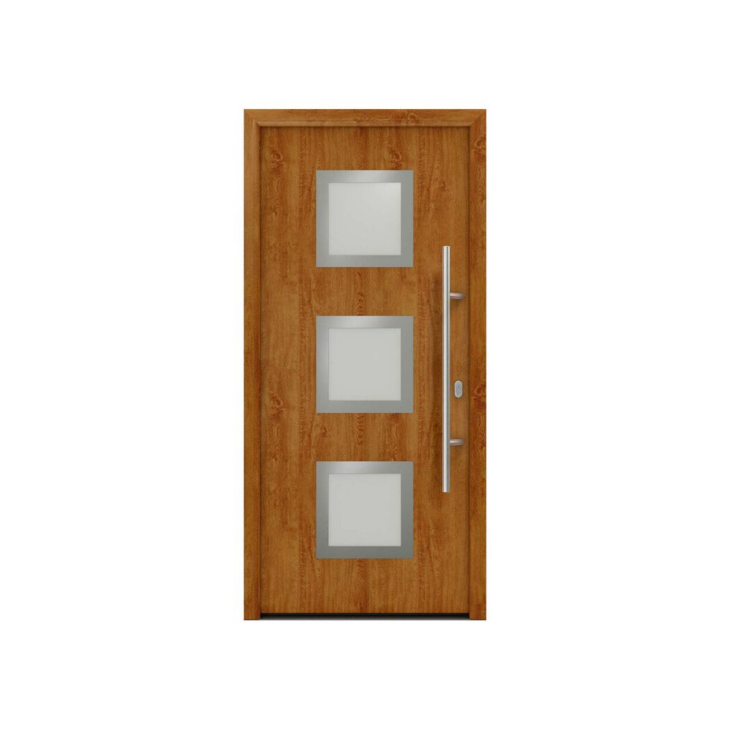 Alu-Stahlhaustür 'ISOPRO IP 810S' Golden Oak rechts 110 x 210 cm