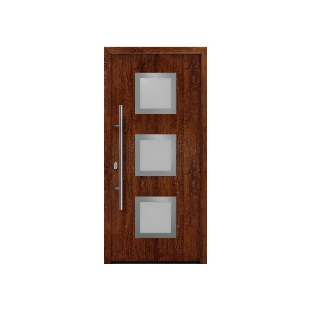 Alu-Stahlhaustür 'ISOPRO IP 810S' eichefarben dunkel links 110 x 210 cm