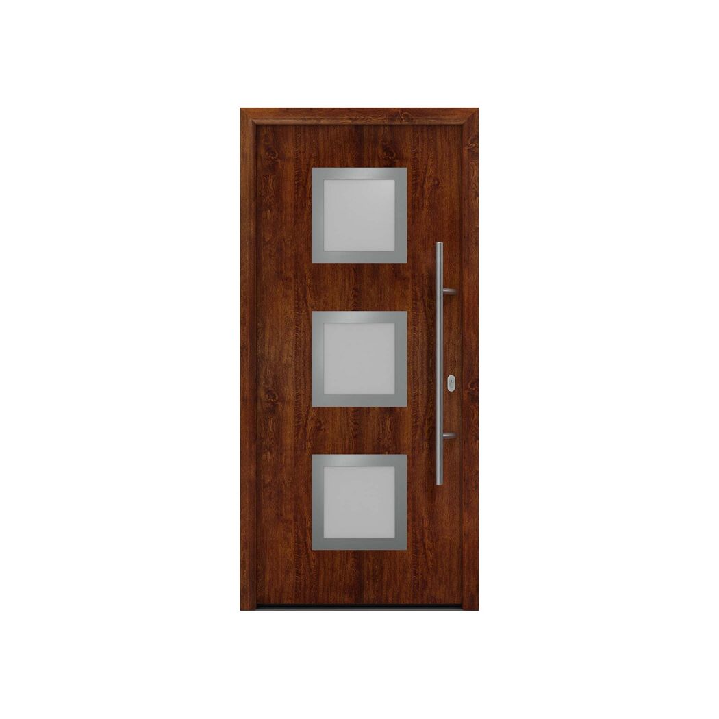 Alu-Stahlhaustür 'ISOPRO IP 810S' eichefarben dunkel rechts 110 x 210 cm