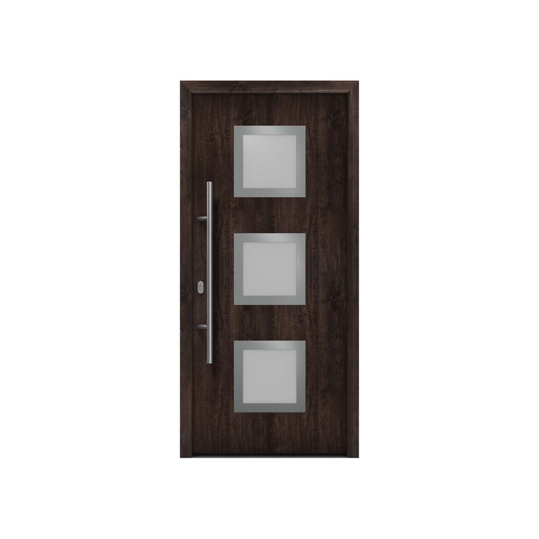 Alu-Stahlhaustür 'ISOPRO IPS 010' Night Oak links 110 x 210 cm