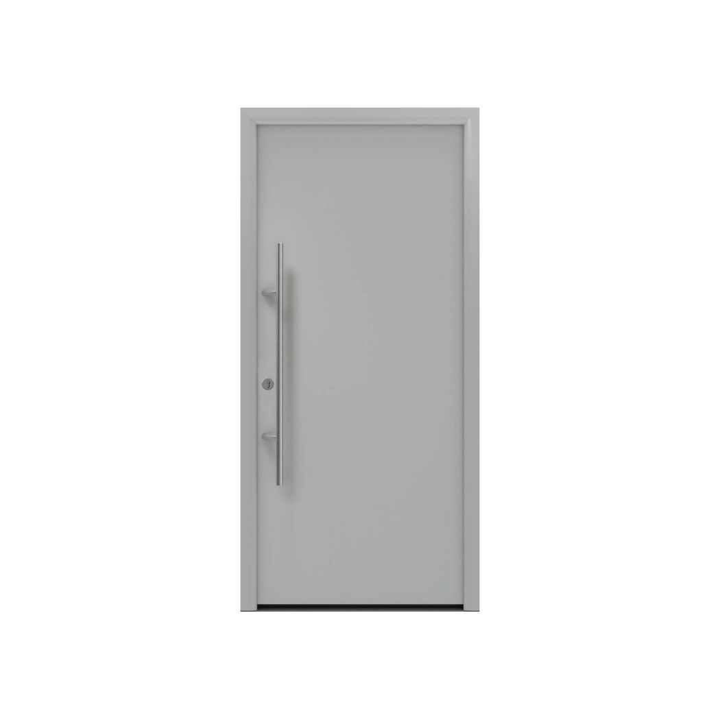 Alu-Stahlhaustür 'ISOPRO Secur IPS 010' ral 9006 weißaluminium links 110 x 210 cm