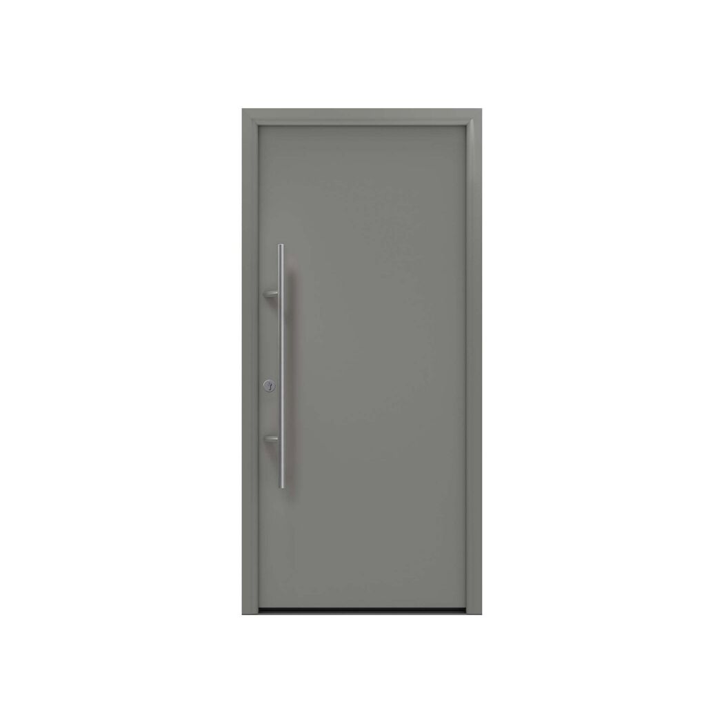 Alu-Stahlhaustür 'ISOPRO Secur IPS 010' graualuminium links 110 x 210 cm