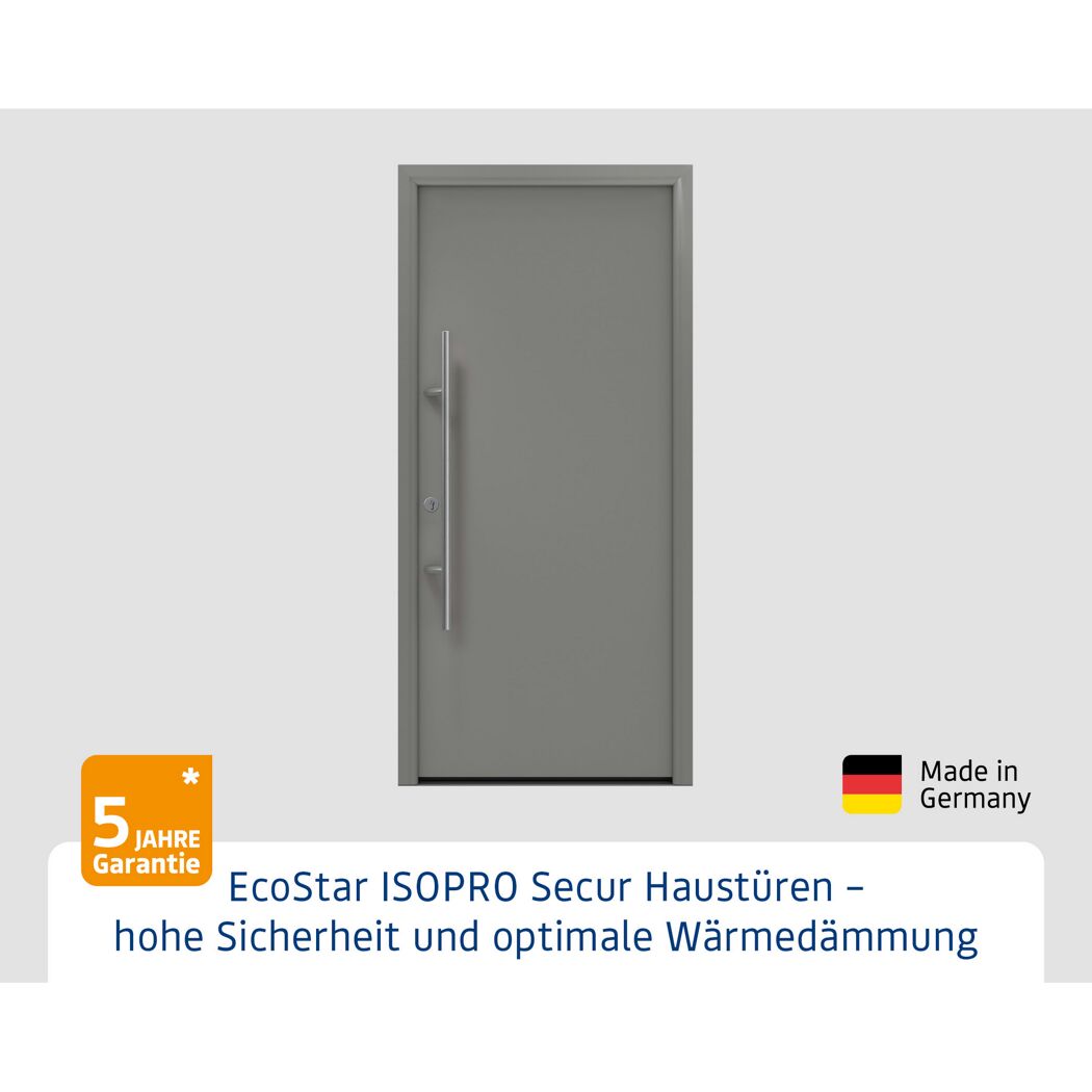 Alu-Stahlhaustür 'ISOPRO Secur IPS 010' graualuminium links 110 x 210 cm
