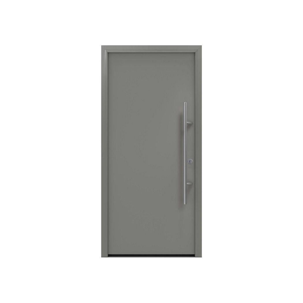Alu-Stahlhaustür 'ISOPRO Secur IPS 010' graualuminium rechts 110 x 210 cm