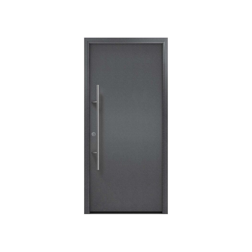 Alu-Stahlhaustür 'ISOPRO Secur IPS 010' anthrazit metallic links 110 x 210 cm