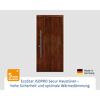 Alu-Stahlhaustür 'ISOPRO Secur IPS 010' eichefarben dunkel links 110 x 210 cm