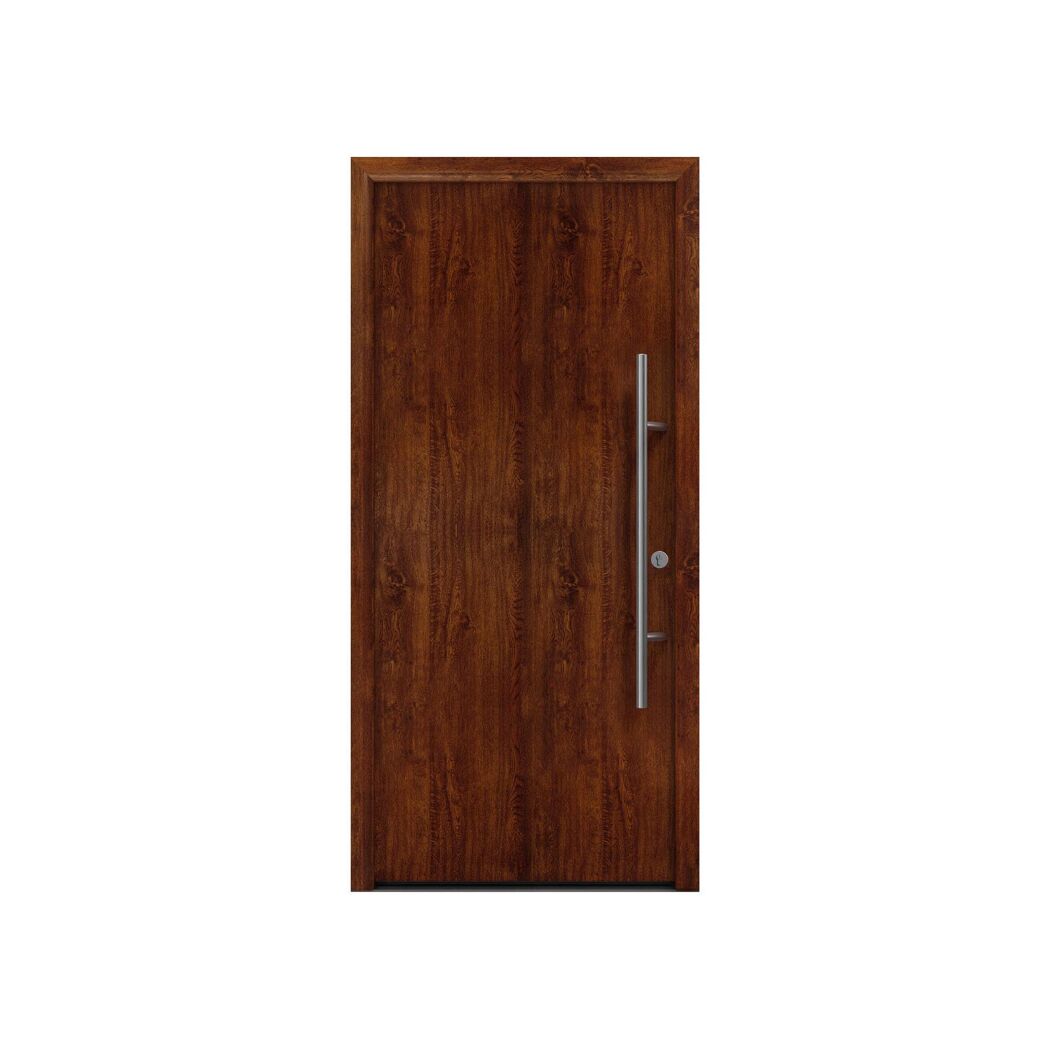 Alu-Stahlhaustür 'ISOPRO Secur IPS 010' eichefarben dunkel rechts 110 x 210 cm