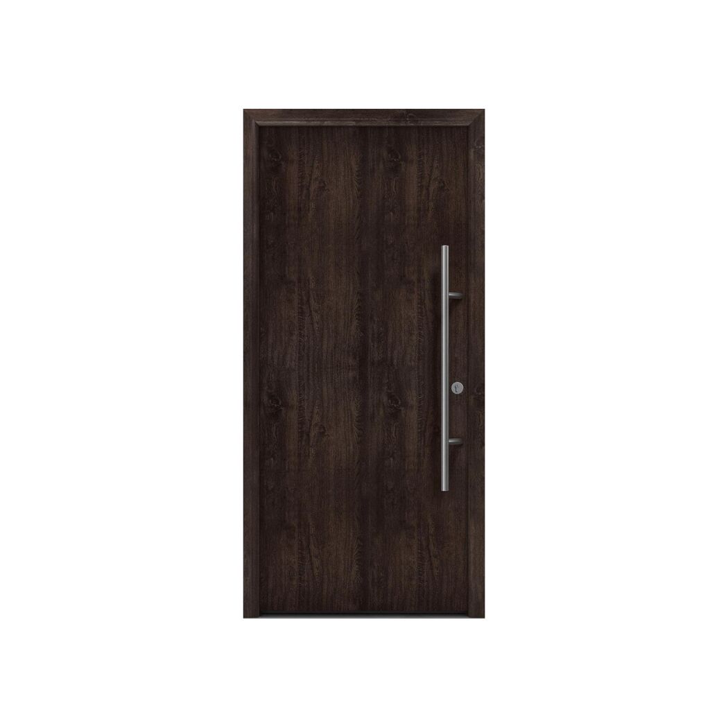 Alu-Stahlhaustür 'ISOPRO Secur IPS 010' Night Oak rechts 110 x 210 cm