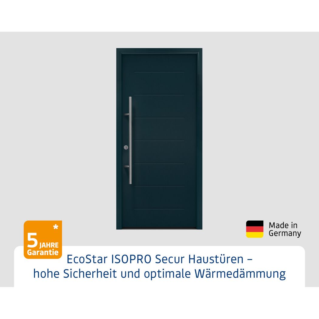 Alu-Stahlhaustür 'ISOPRO Secur IPS 015' anthrazitgrau links 110 x 210 cm