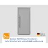 Alu-Stahlhaustür 'ISOPRO Secur IPS 015' ral 9006 weißaluminium links 110 x 210 cm