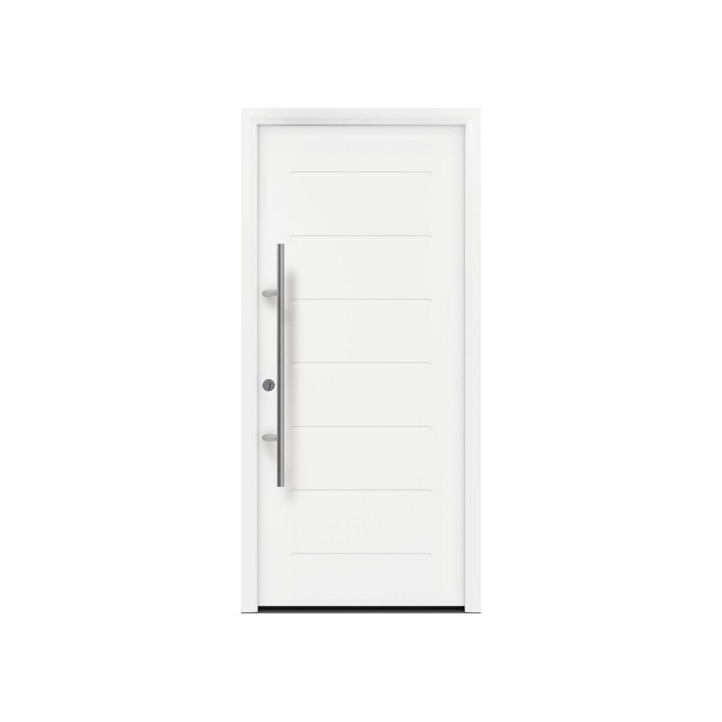 Alu-Stahlhaustür 'ISOPRO Secur IPS 015' verkehrsweiß links 110 x 210 cm