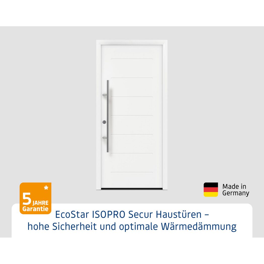 Alu-Stahlhaustür 'ISOPRO Secur IPS 015' verkehrsweiß links 110 x 210 cm