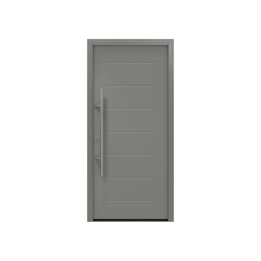 Alu-Stahlhaustür 'ISOPRO Secur IPS 015' graualuminium links 110 x 210 cm