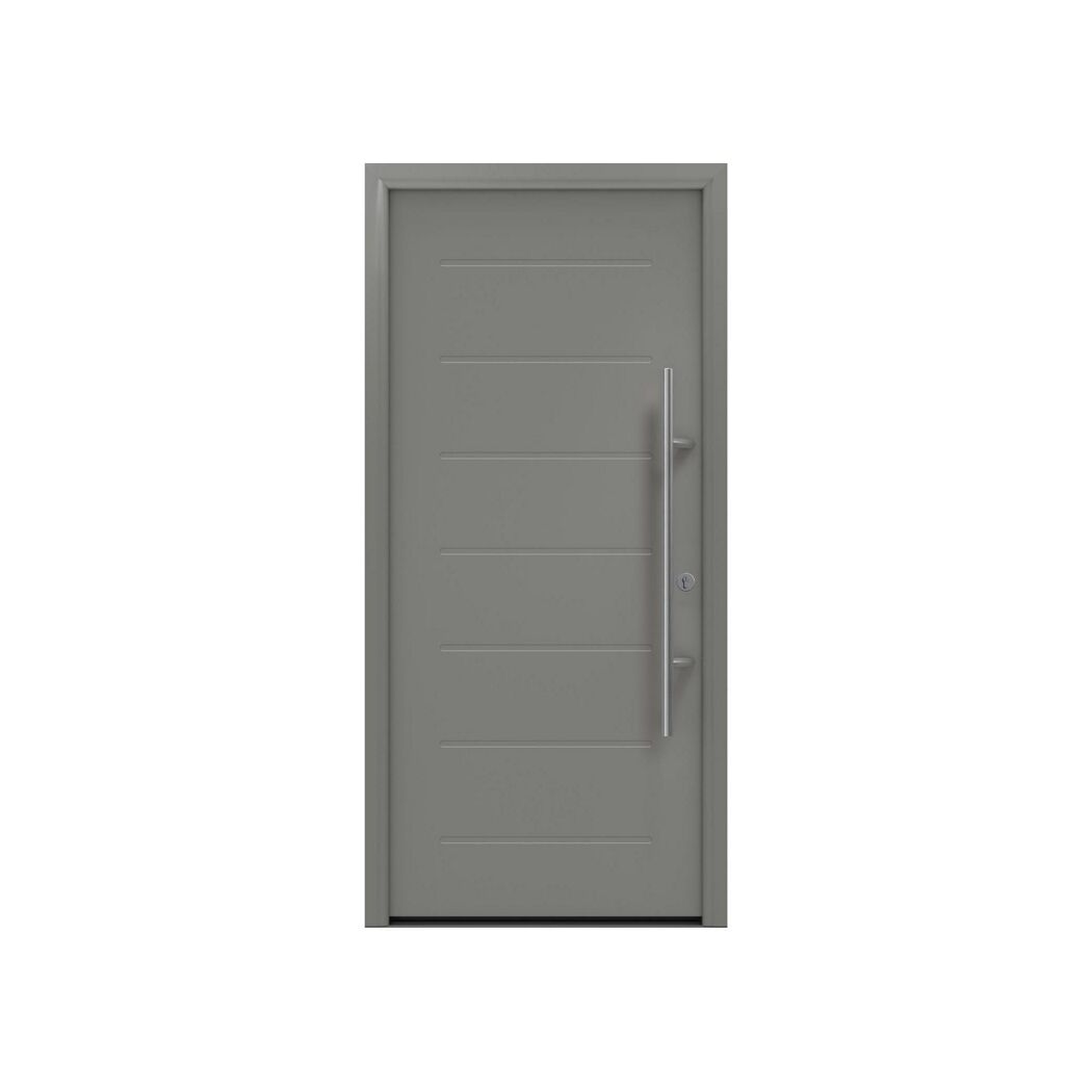 Alu-Stahlhaustür 'ISOPRO Secur IPS 015' graualuminium rechts 110 x 210 cm