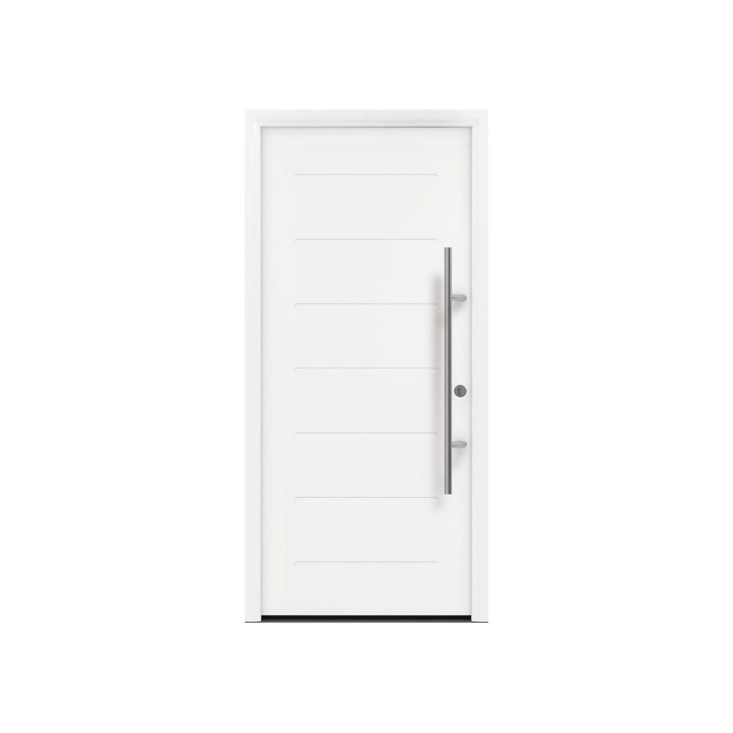 Alu-Stahlhaustür 'ISOPRO Secur IPS 015' verkehrsweiß rechts 110 x 210 cm