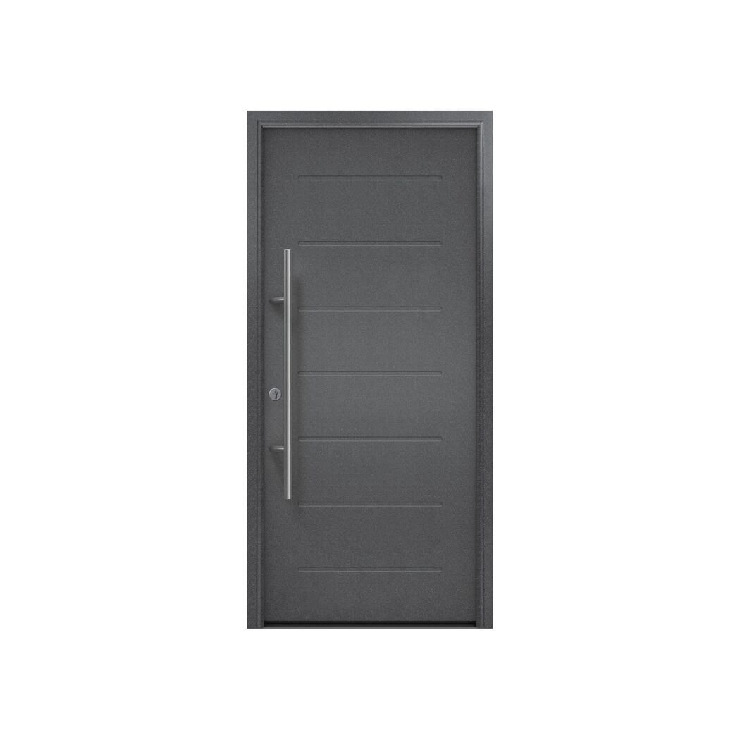 Alu-Stahlhaustür 'ISOPRO Secur IPS 015' anthrazit metallic links 110 x 210 cm