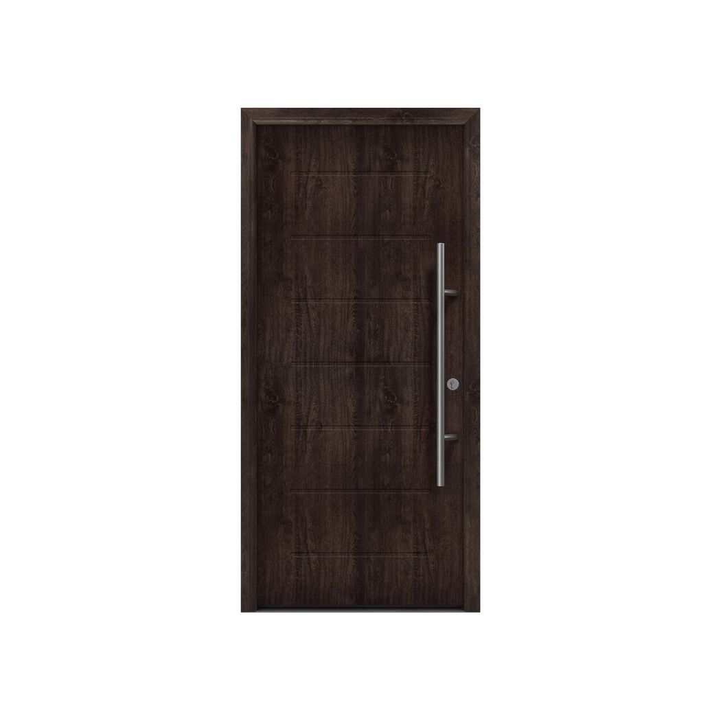 Alu-Stahlhaustür 'ISOPRO Secur IPS 015' Night Oak rechts 110 x 210 cm