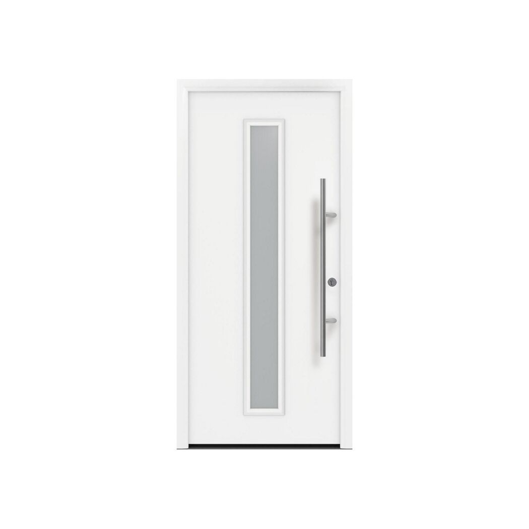 Alu-Stahlhaustür 'ISOPRO Secur IPS 015' verkehrsweiß rechts 110 x 210 cm