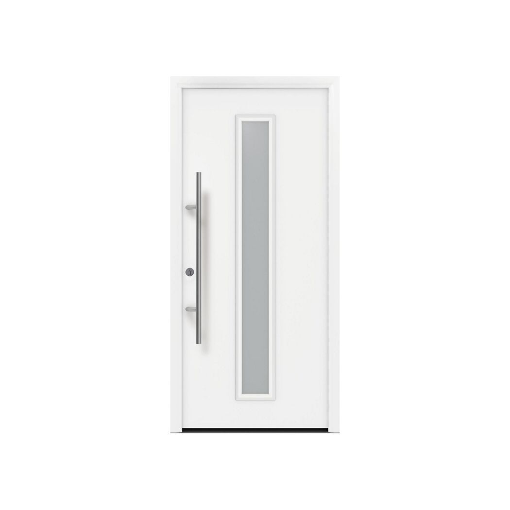 Alu-Stahlhaustür 'ISOPRO Secur IPS 020S' verkehrsweiß links 110 x 210 cm