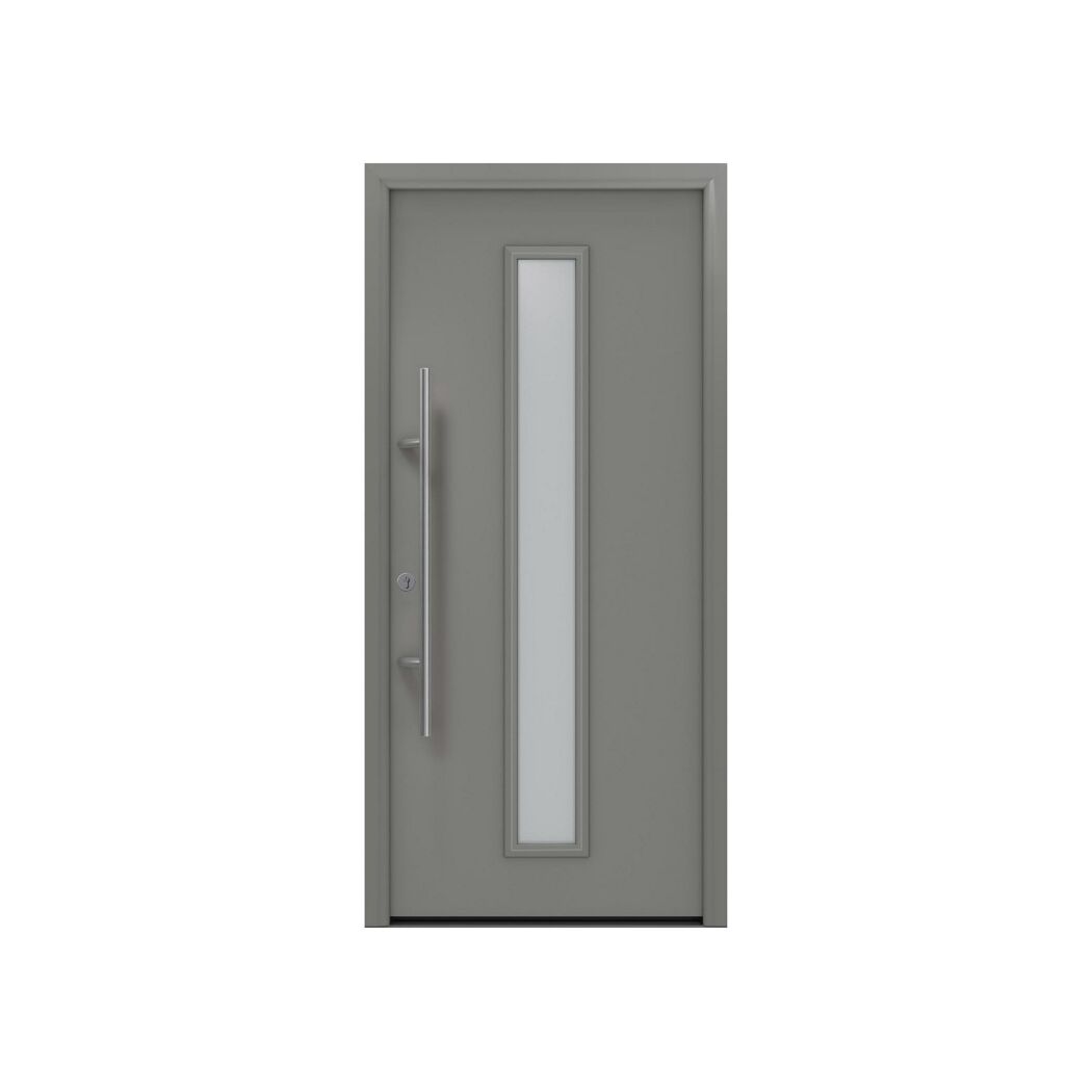 Alu-Stahlhaustür 'ISOPRO Secur IPS 020S' graualuminium links 110 x 210 cm