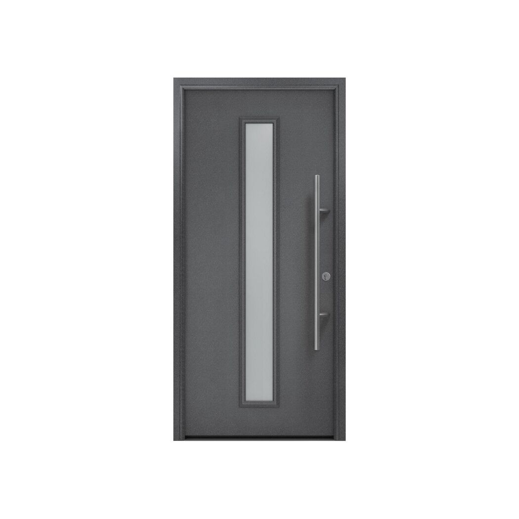 Alu-Stahlhaustür 'ISOPRO Secur IPS 020S' anthrazit metallic rechts 110 x 210 cm