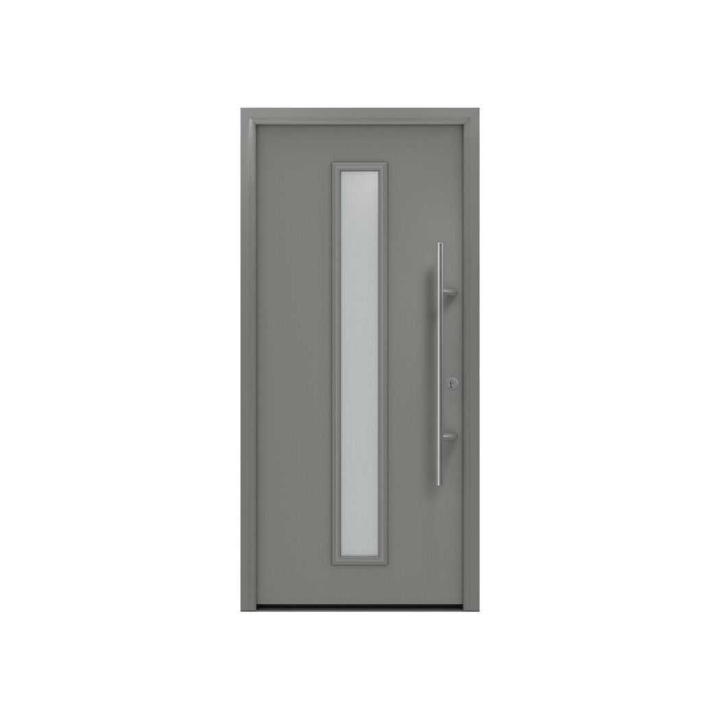 Alu-Stahlhaustür 'ISOPRO Secur IPS 020S' graualuminium rechts 110 x 210 cm