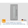 Alu-Stahlhaustür 'ISOPRO Secur IPS 020S' ral 9006 weißaluminium rechts 110 x 210 cm