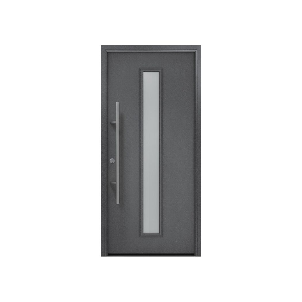 Alu-Stahlhaustür 'ISOPRO Secur IPS 020S' anthrazit metallic links 110 x 210 cm