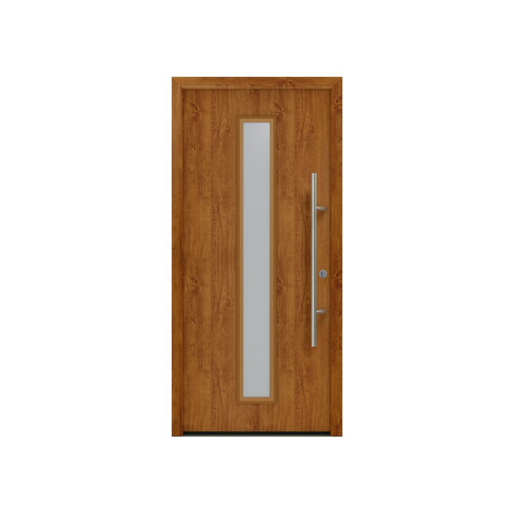 Alu-Stahlhaustür 'ISOPRO Secur IPS 020S' Golden Oak rechts 110 x 210 cm