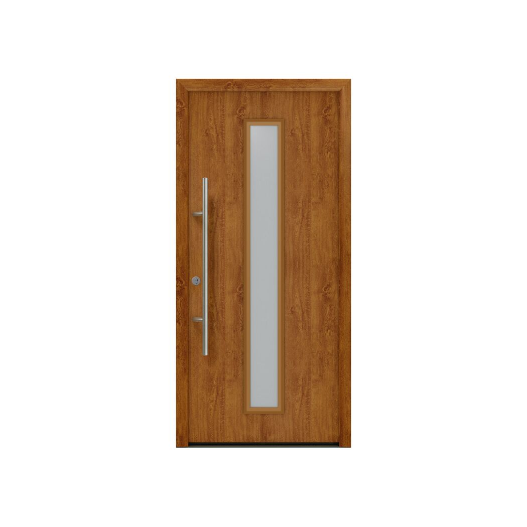 Alu-Stahlhaustür 'ISOPRO Secur IPS 020S' Golden Oak links 110 x 210 cm