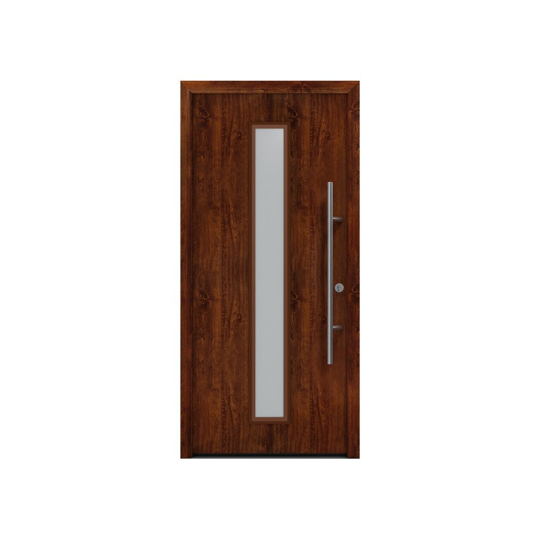 Alu-Stahlhaustür 'ISOPRO Secur IPS 020S' eichefarben dunkel rechts 110 x 210 cm
