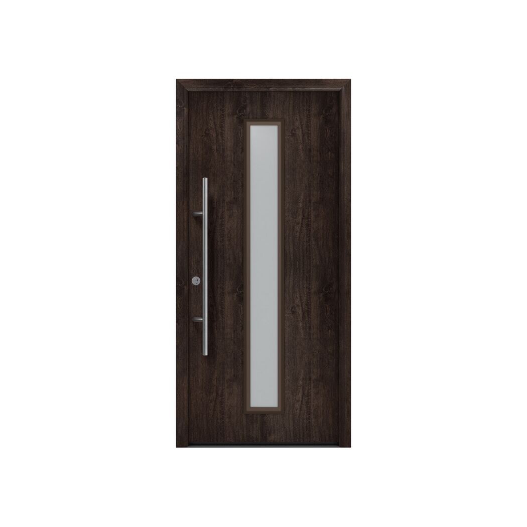 Alu-Stahlhaustür 'ISOPRO Secur IPS 020S' Night Oak links 110 x 210 cm