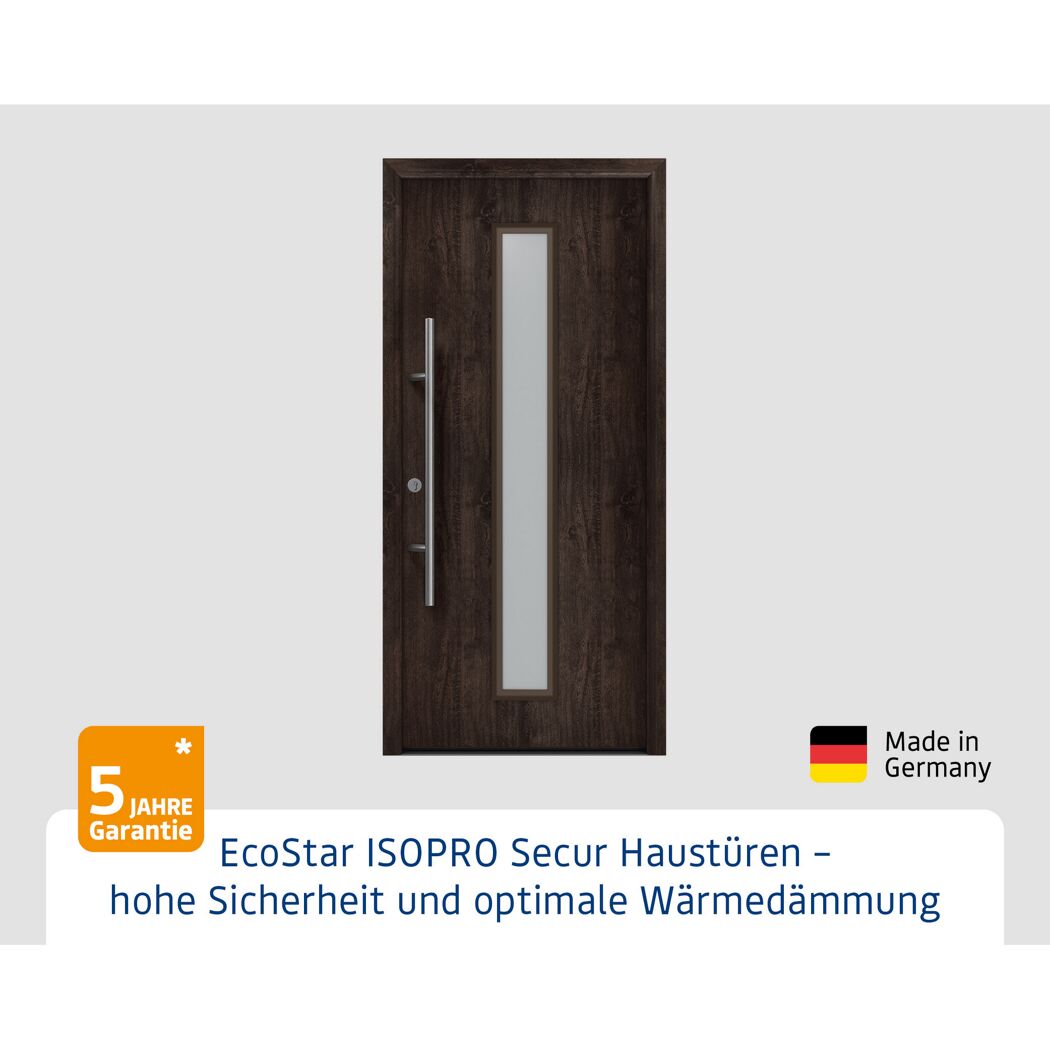 Alu-Stahlhaustür 'ISOPRO Secur IPS 020S' Night Oak links 110 x 210 cm