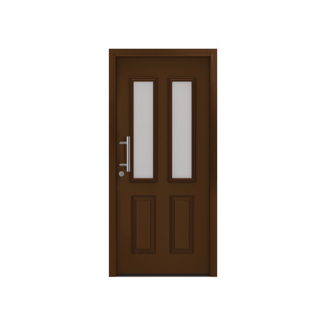 Alu-Stahlhaustür 'ISOPRO Secur IPS 410S' terrabraun links 110 x 210 cm