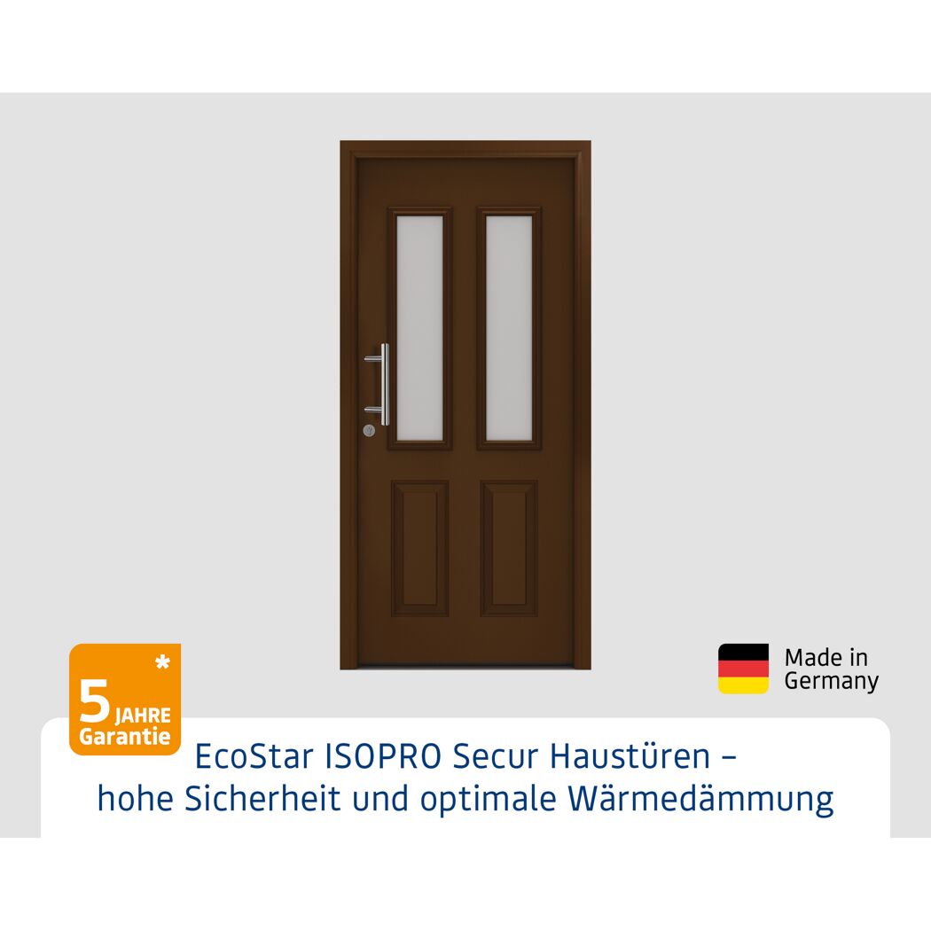 Alu-Stahlhaustür 'ISOPRO Secur IPS 410S' terrabraun links 110 x 210 cm