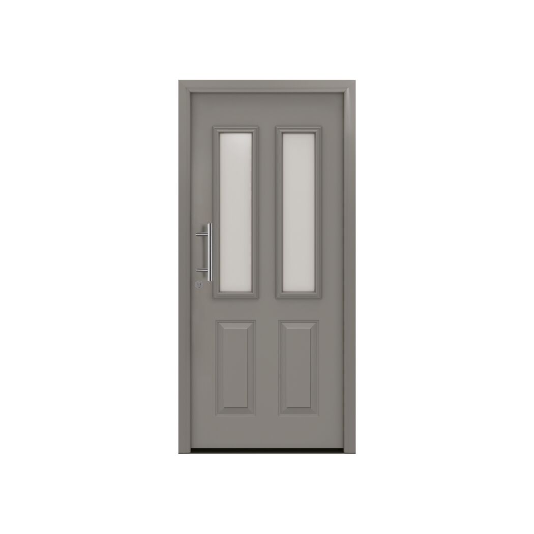 Alu-Stahlhaustür 'ISOPRO Secur IPS 410S' graualuminium links 110 x 210 cm