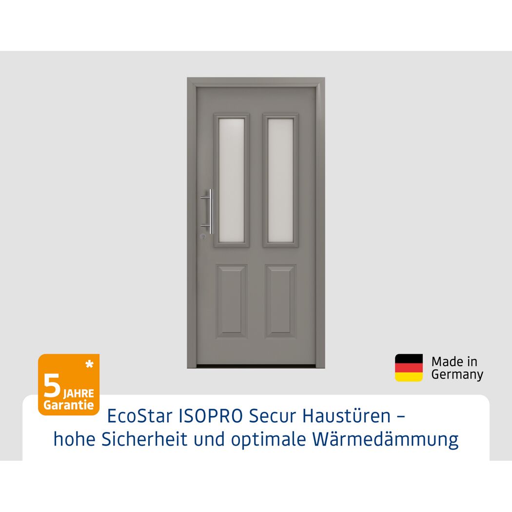 Alu-Stahlhaustür 'ISOPRO Secur IPS 410S' graualuminium links 110 x 210 cm
