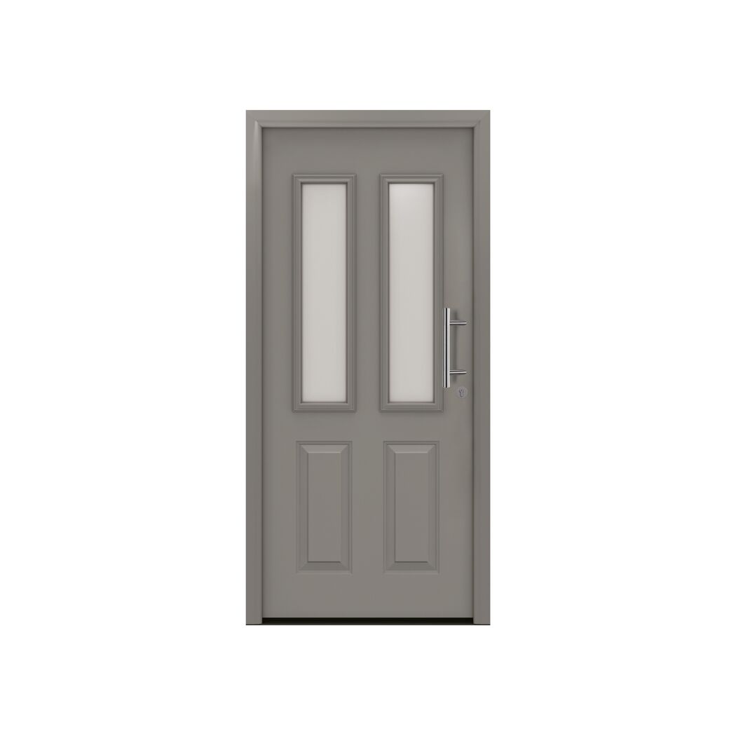 Alu-Stahlhaustür 'ISOPRO Secur IPS 410S' graualuminium rechts 110 x 210 cm