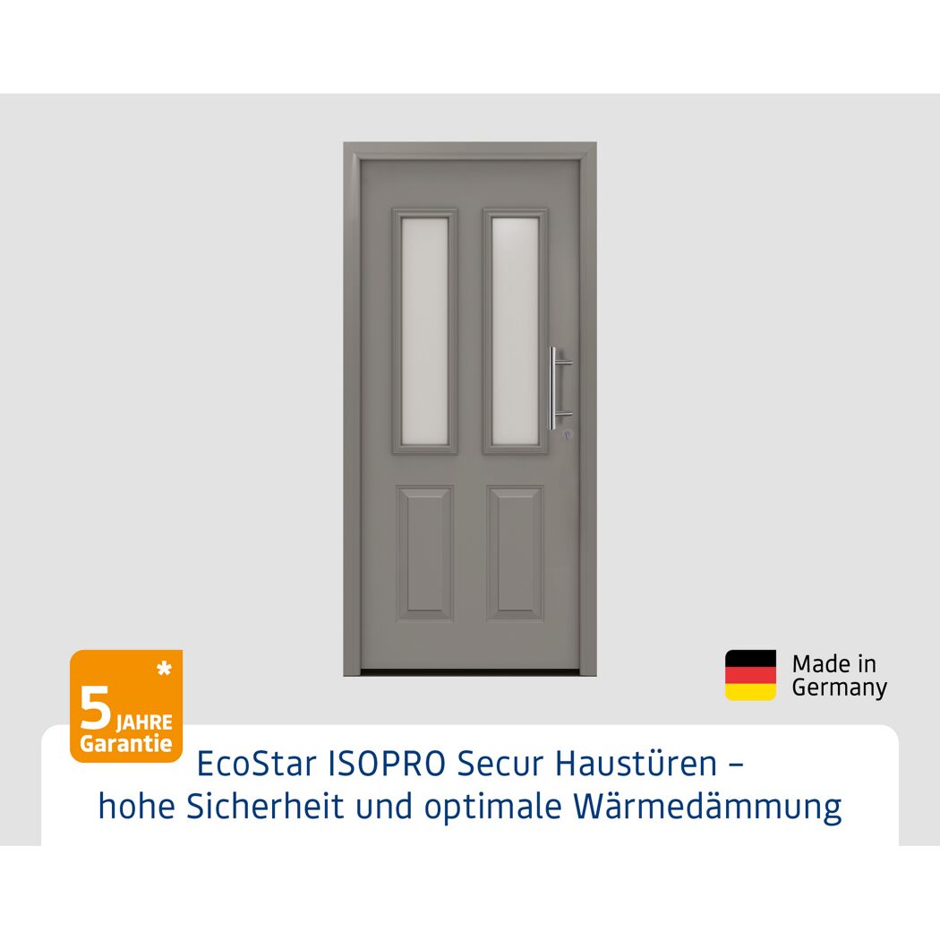 Alu-Stahlhaustür 'ISOPRO Secur IPS 410S' graualuminium rechts 110 x 210 cm