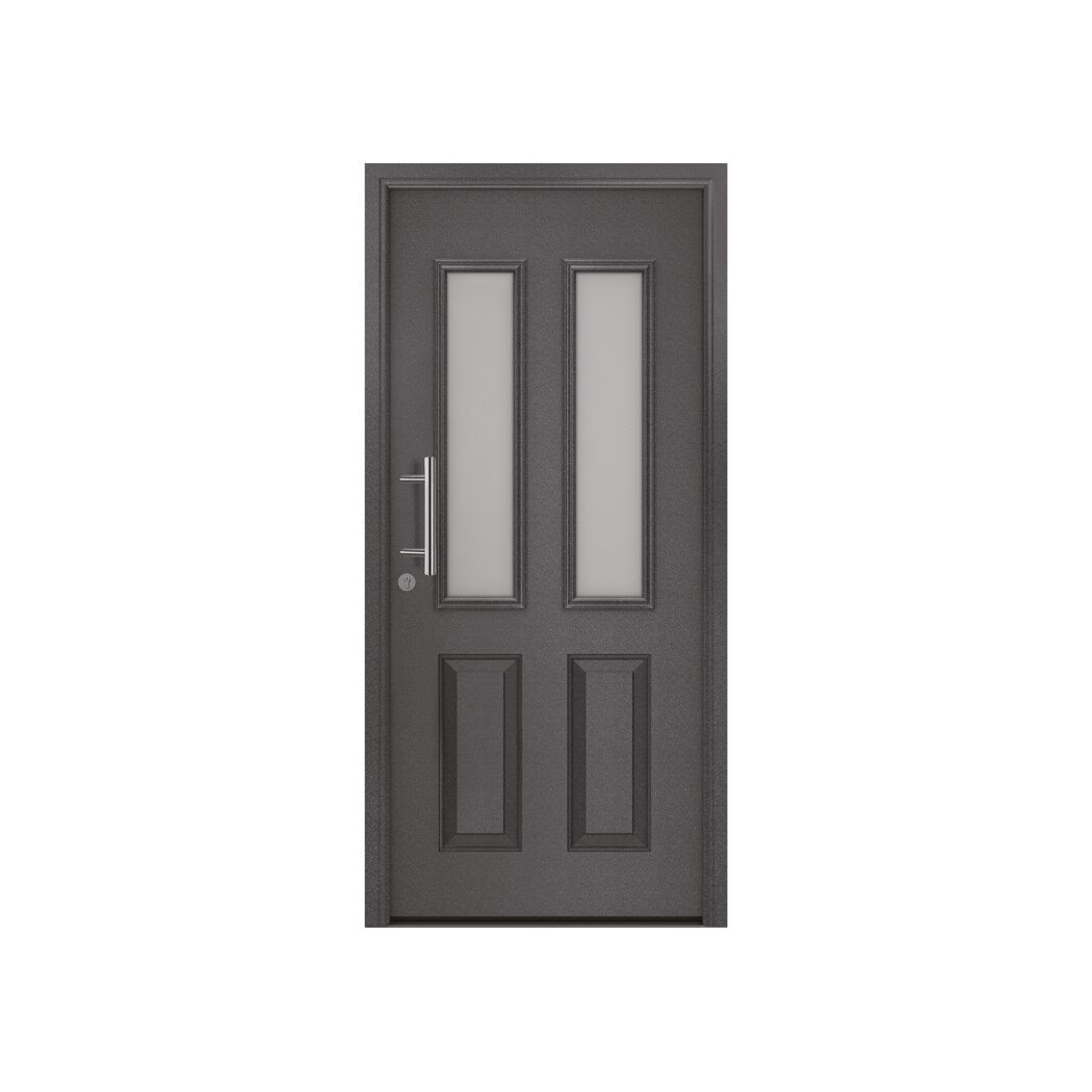 Alu-Stahlhaustür 'ISOPRO Secur IPS 410S' anthrazit metallic links 110 x 210 cm