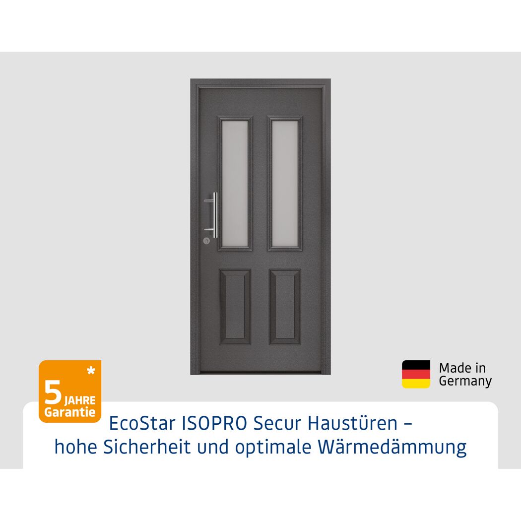 Alu-Stahlhaustür 'ISOPRO Secur IPS 410S' anthrazit metallic links 110 x 210 cm