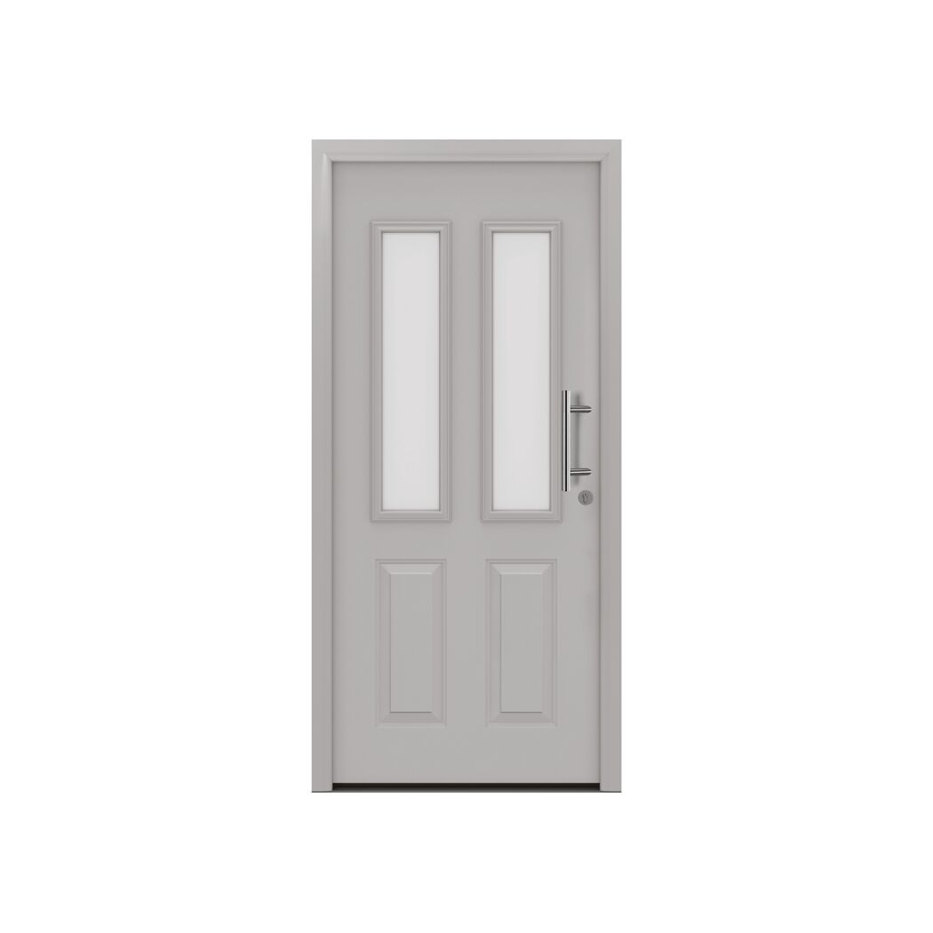 Alu-Stahlhaustür 'ISOPRO Secur IPS 410S' ral 9006 weißaluminium rechts 110 x 210 cm