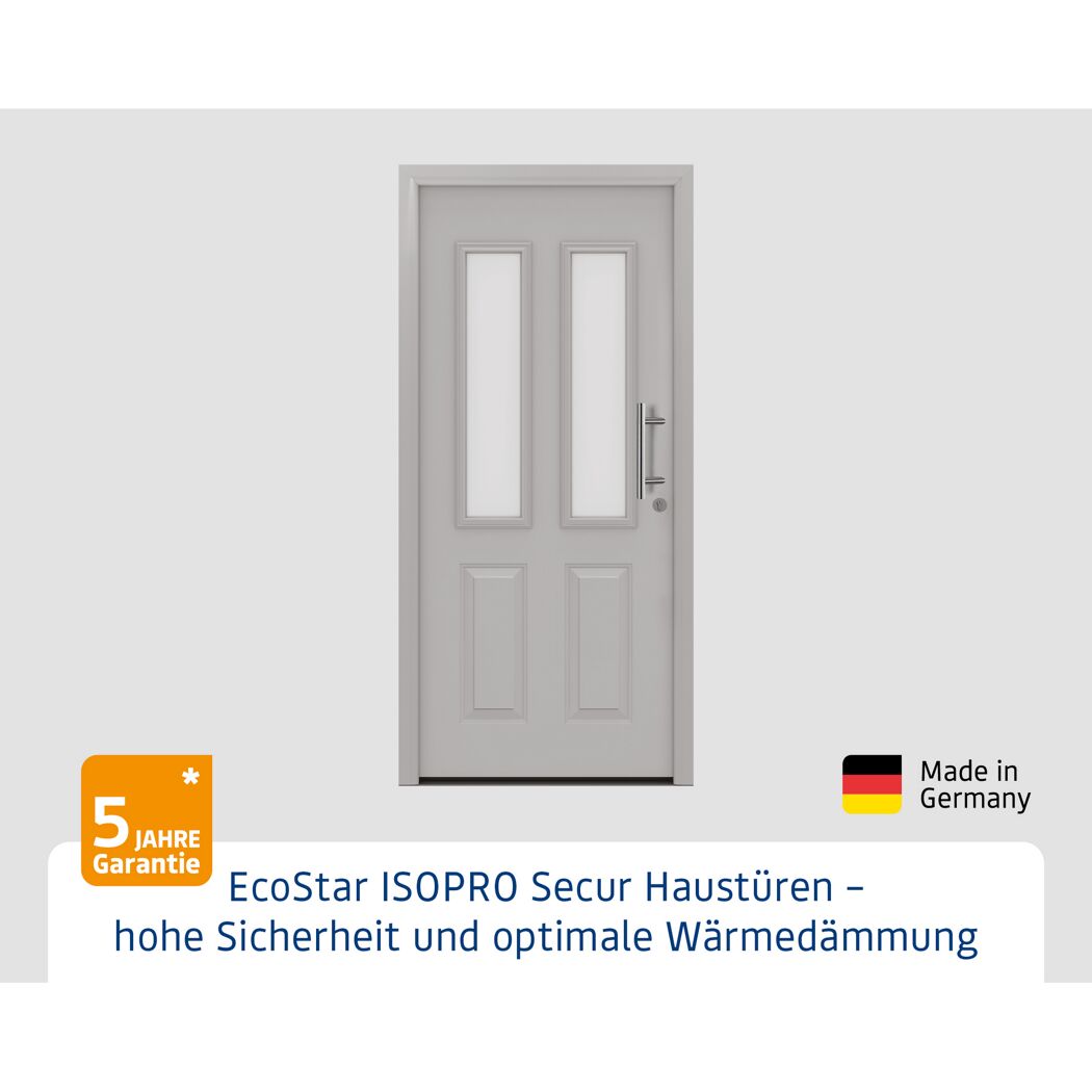 Alu-Stahlhaustür 'ISOPRO Secur IPS 410S' ral 9006 weißaluminium rechts 110 x 210 cm