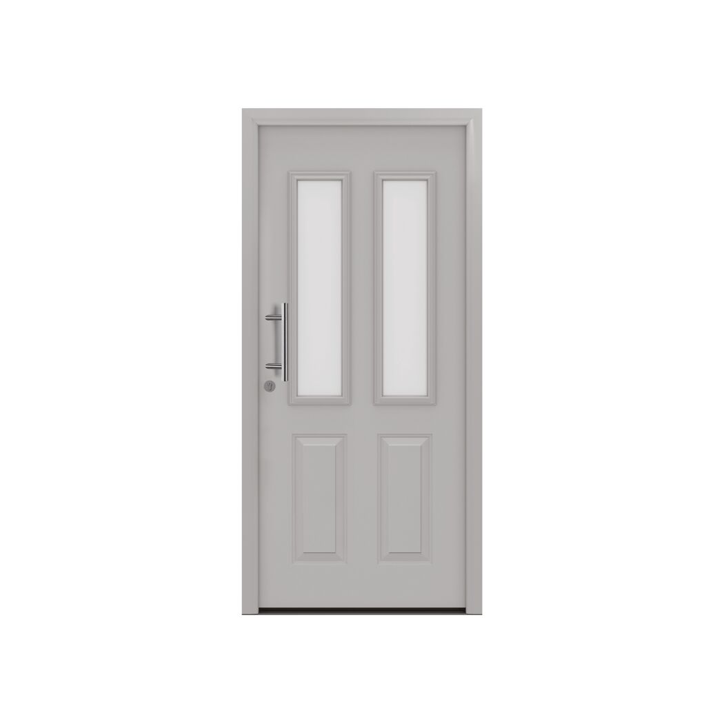 Alu-Stahlhaustür 'ISOPRO Secur IPS 410S' ral 9006 weißaluminium links 110 x 210 cm