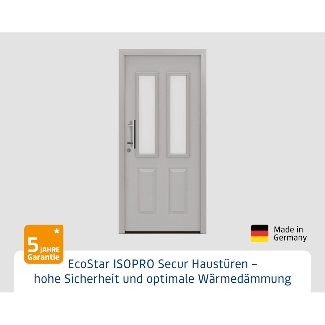 Alu-Stahlhaustür 'ISOPRO Secur IPS 410S' ral 9006 weißaluminium links 110 x 210 cm