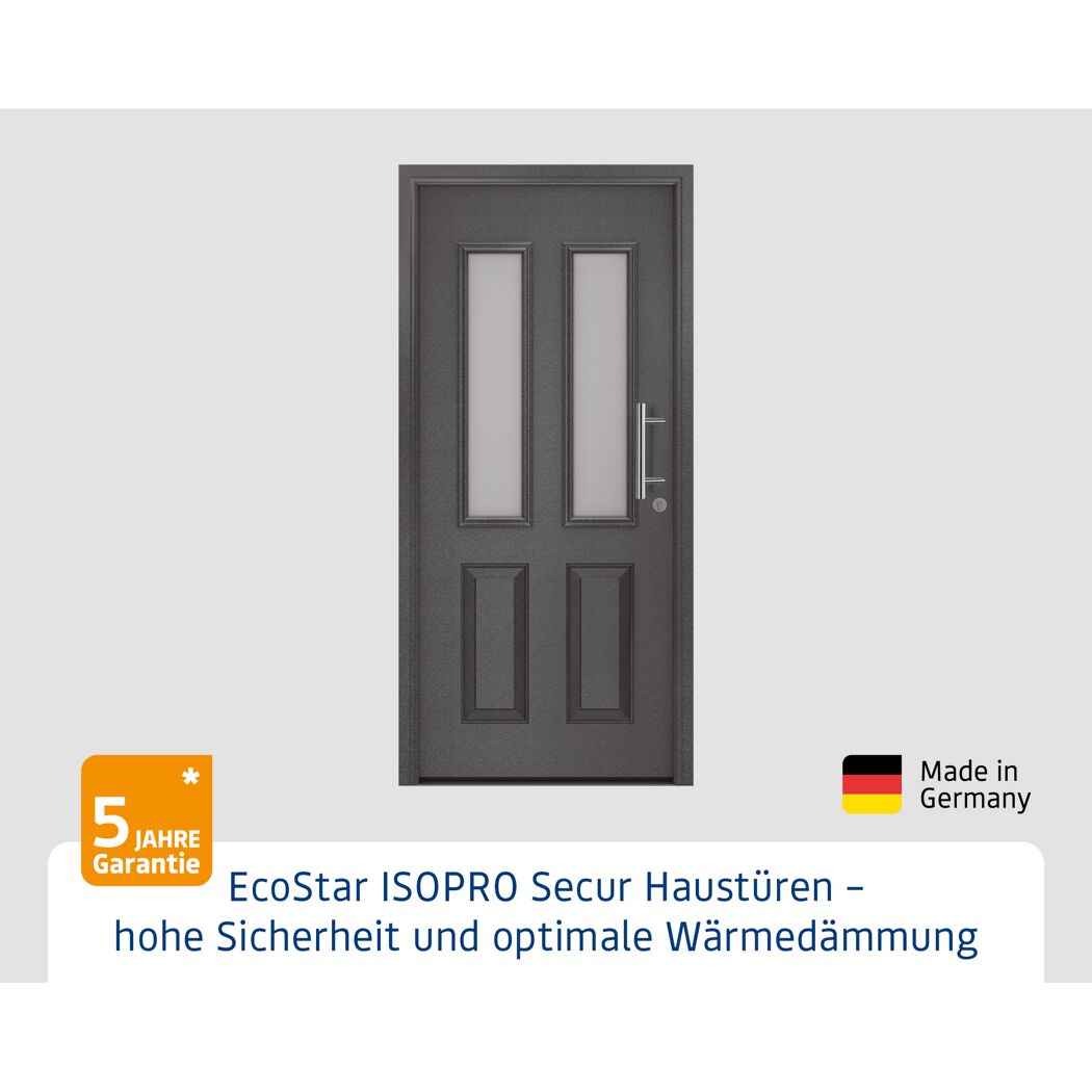Alu-Stahlhaustür 'ISOPRO Secur IPS 410S' anthrazit metallic rechts 110 x 210 cm