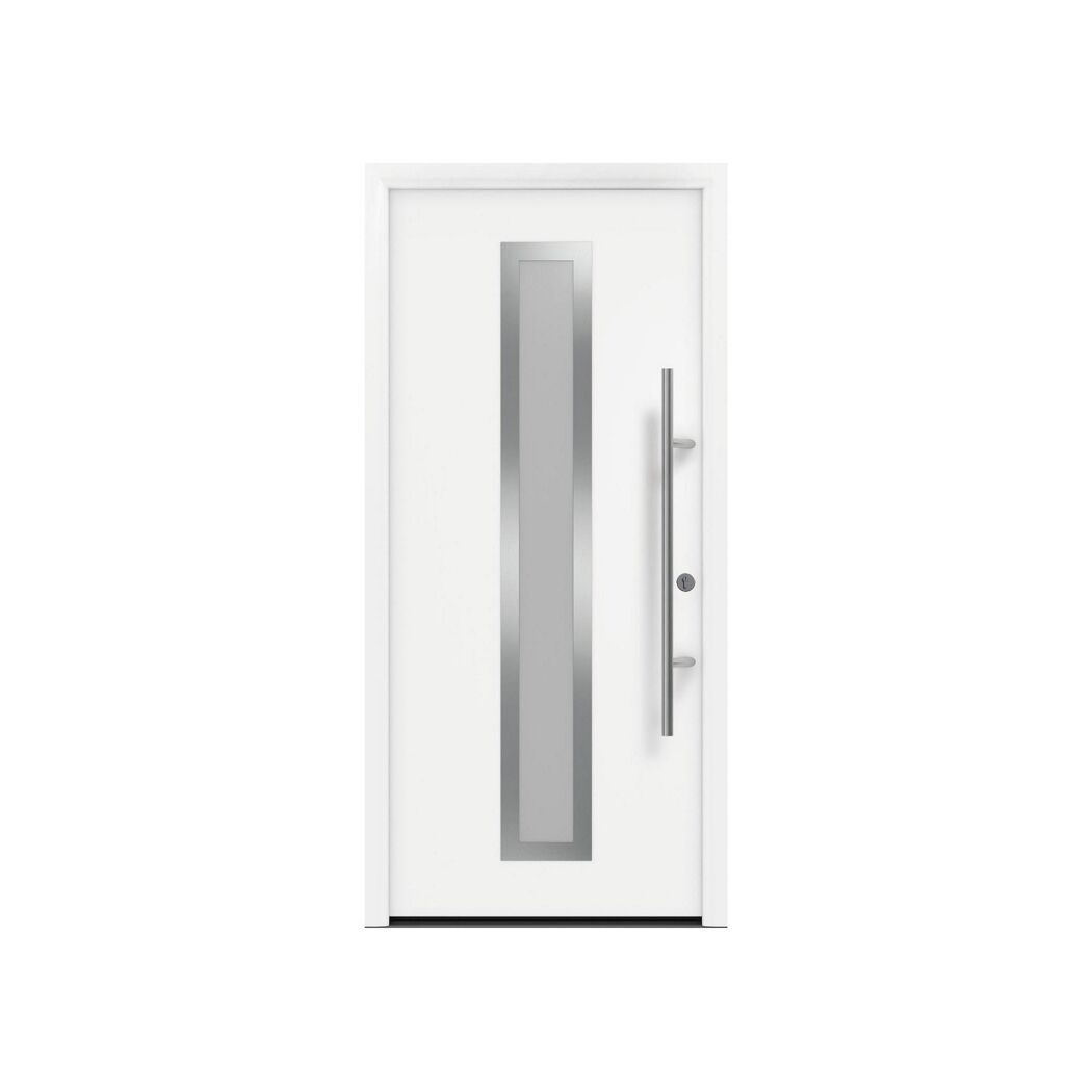 Alu-Stahlhaustür 'ISOPRO Secur IPS 700S' verkehrsweiß rechts 110 x 210 cm