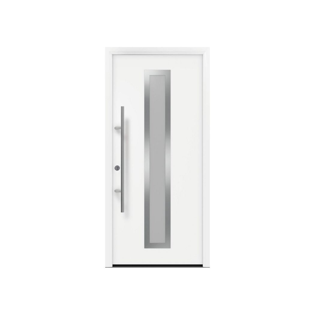 Alu-Stahlhaustür 'ISOPRO Secur IPS 700S' verkehrsweiß links 110 x 210 cm
